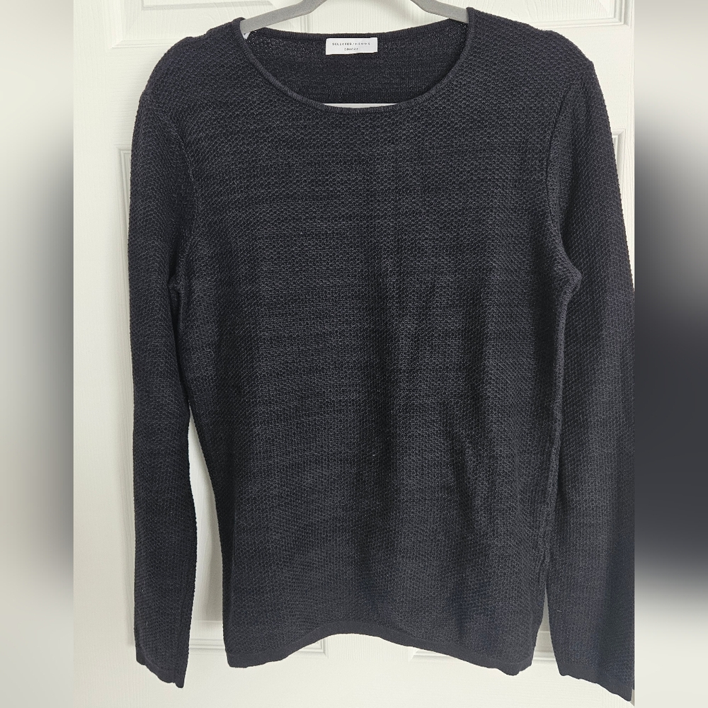 Black Crew Neck Sweater with Fine Gauge Knit
